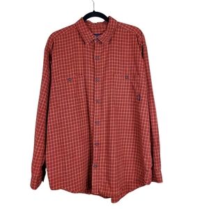PATAGONIA Men’s Organic Cotton Plaid Button-Up Shirt Size L Rust Red